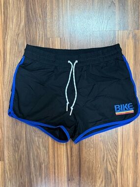Bike Brand Black Athletic Shorts with Blue Trim | 3.5in Inseam